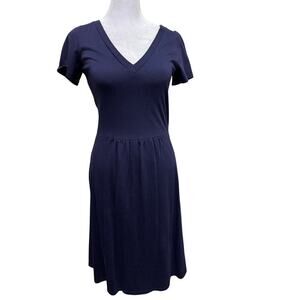 Boden Womens T Shirt Dress Blue Midi V Neck Short Sleeve 6 Long Loungewear